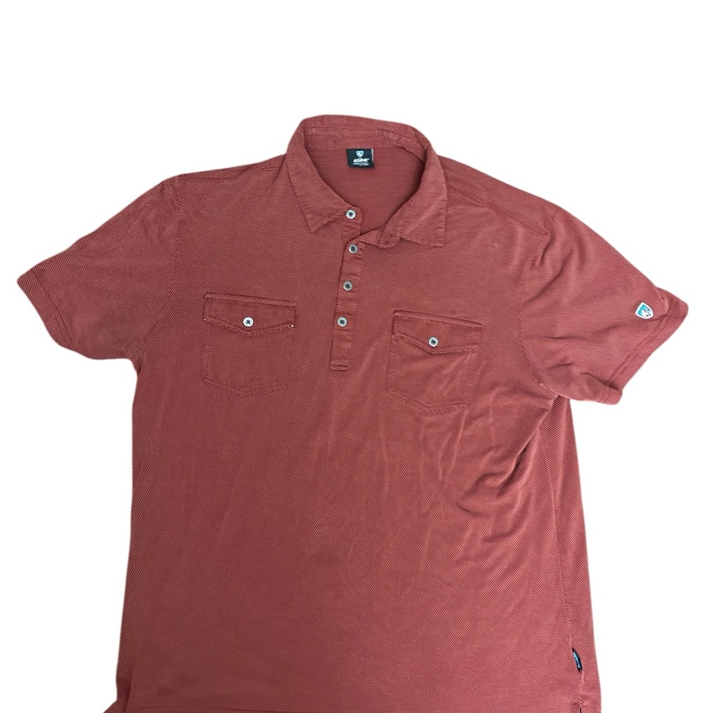 Kuhl Men's Rust Red Short Sleeve Polo with Dual Chest Pockets